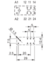 Relais circuit imprimé 2RT 8A 24V AC, matériau des contacts AgNi, Pas 5mm embrochable sur support série 95