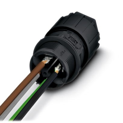 Traversée de paroi Quickon 3 pôles PE, 1,0 mm - 2,5mm² / 690 V / 20 A, avec écrou Quickon, pour diamètres de câbles de 6-10 mm, 