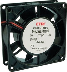  VENTILATEUR AXIAL. 80x80x25. 24 Volts DC. Roulements. Sortie câble.