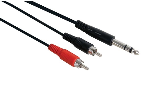  JACK 6.35mm MALE STEREO / 2 X FICHE MALE RCA / 5m