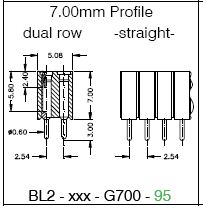  BARETTE FEMELLE JUMBO PAS 2.54 2X5P DROIT