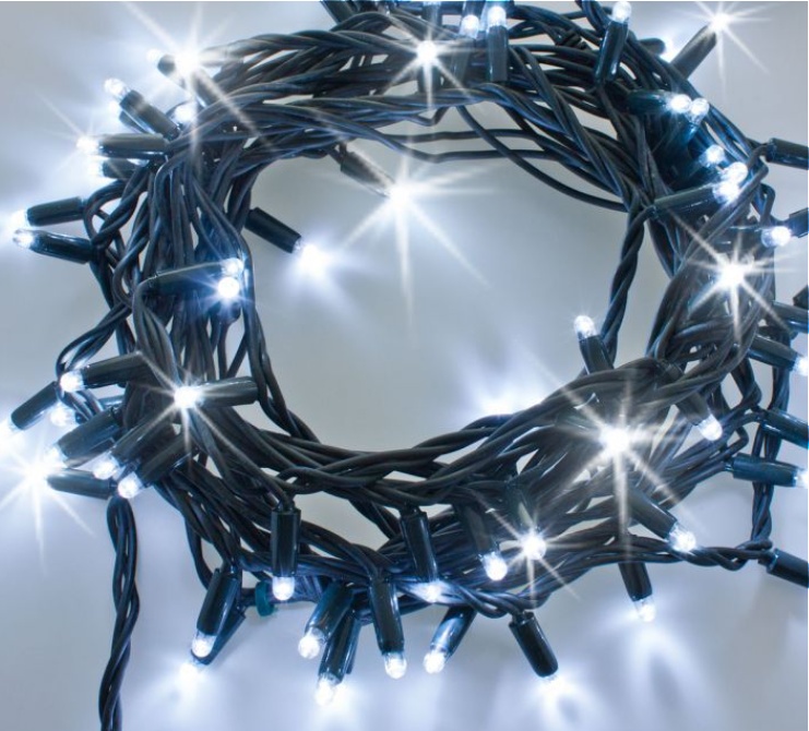 Smart Light LED - 10 m - 100 white lamps - green wire - modulator -  batteries not provided