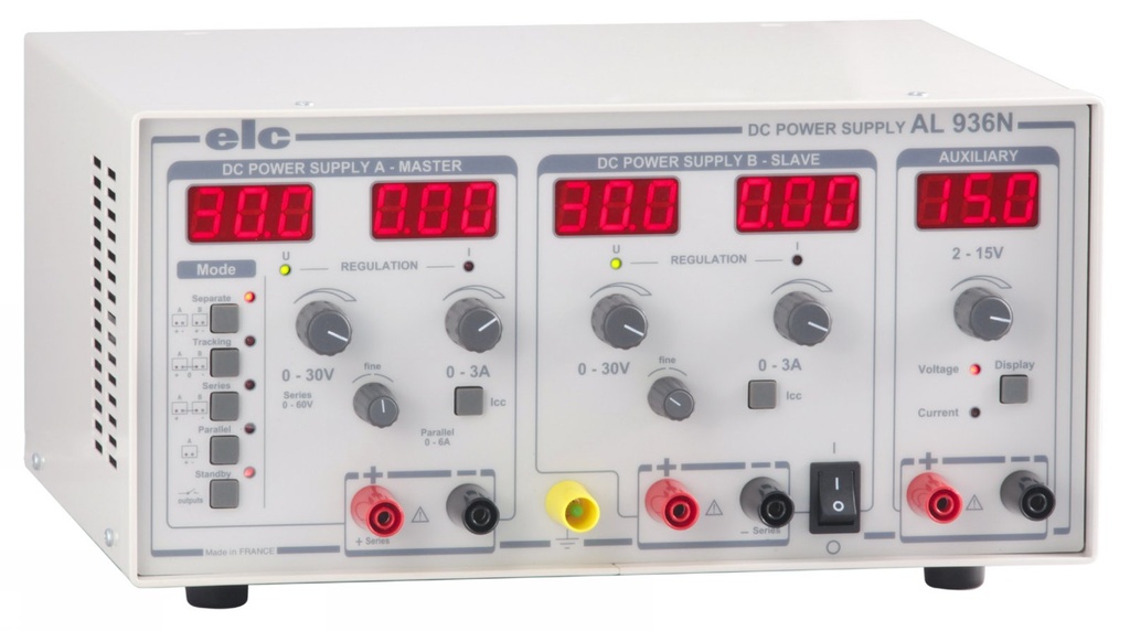 ALIM TRIPL (0 30V OU 0 60V OU ± 0 30V) 3A OU 0 30V 0 6A ET Aux 2 15V  3A  200W