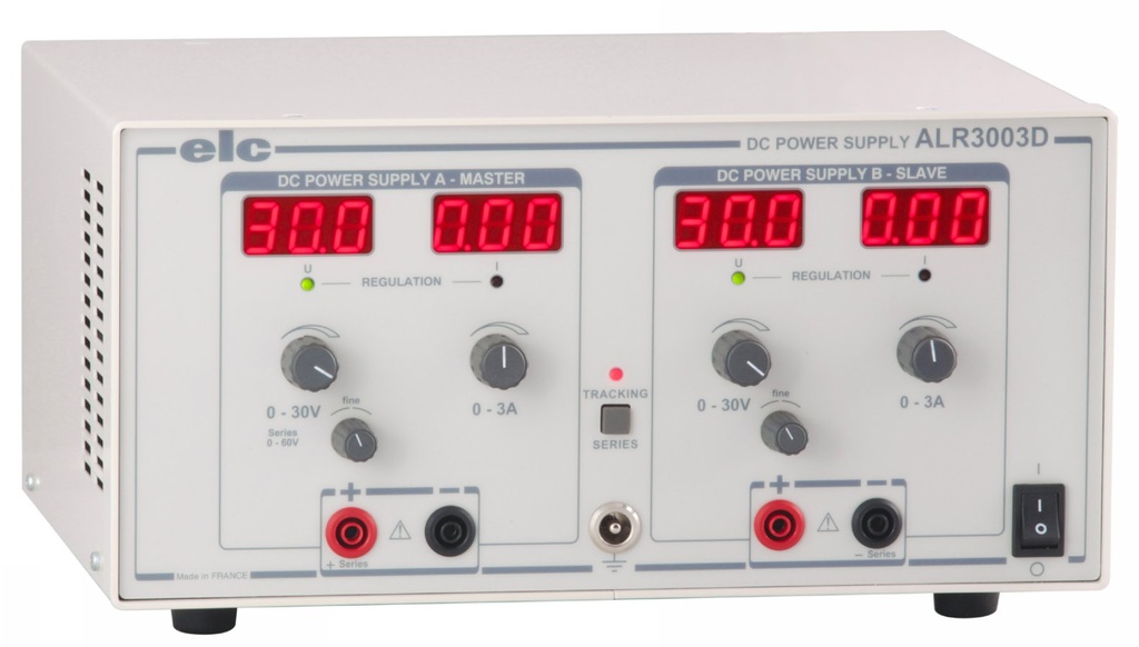 Alimentation stabilisee réglable double mode séparé 2x (0-30V 0-3A) ou mode série 0-60V ou mode symétrique ± 0 30V ; 0 3A ou mode parallèle 0-30V 0-6A