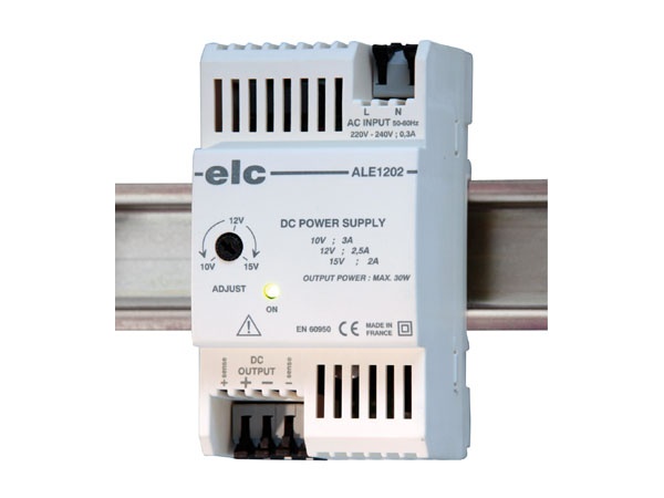 Alimentation à découpage stabilisée 12V 2A5 (ajustable 10 à 15V) télérégulée, fixation sur rail DIN ou murale de série