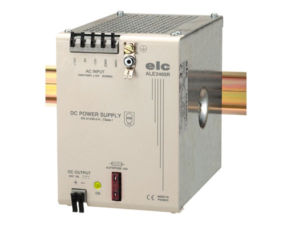 Alimentation redressée filtrée 24V 5A - primaire 230V ou 440V fixation DIN