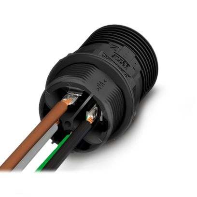 Traversée de paroi Quickon à 4 pôles (3+PE), 1,0 mm<sup>2</sup> ... 2,5 mm<sup>2</sup> / 690 V / 20 A, sans écrou Quickon, avec 