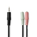 Câble audio stéréo 3.5 mm Mâle 2x 3.5 mm Femelle Plaqué nickel 0.20 m Rond Noir Enveloppe