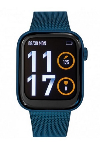 Montre TEKDAY connectée nouveau cable embout lisse bracelet bleu foncé cadran noir