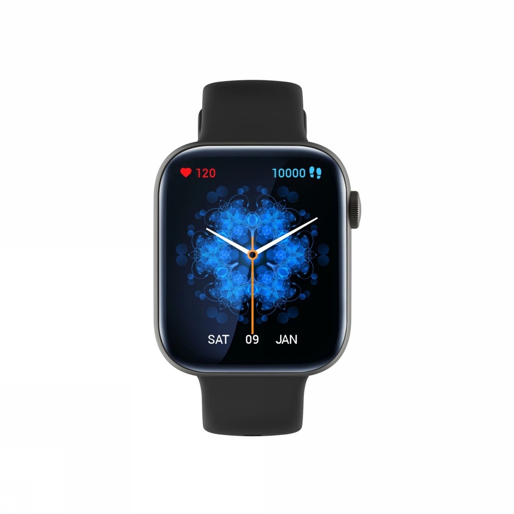 Montre TEKDAY connectée cable embout strie bracelet noir cadran noir