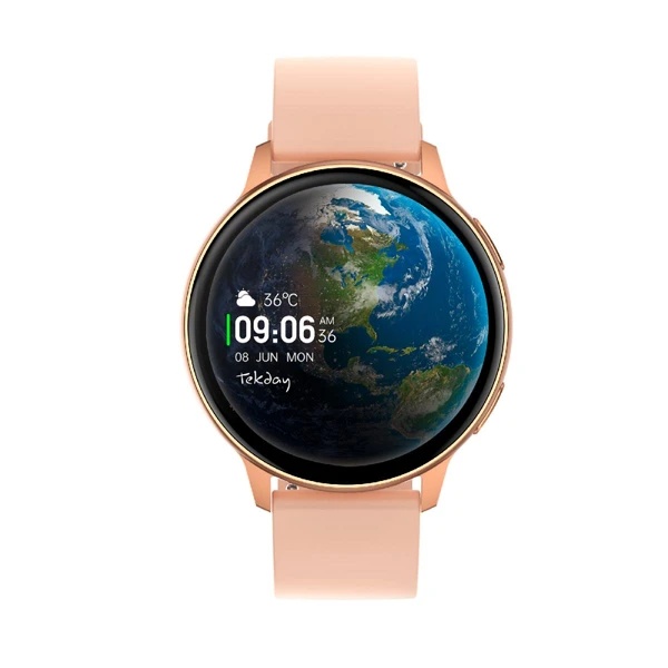 Montre TEKDAY connectée classic bracelet rose clair cadran noir