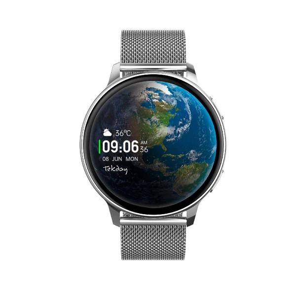 Montre TEKDAY connectée classic milanais bracelet argenté cadran noir