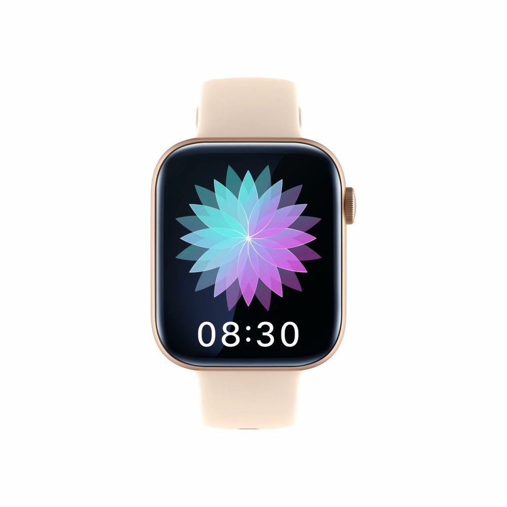 Montre TEKDAY connectée cable embout strie bracelet rose clair cadran noir