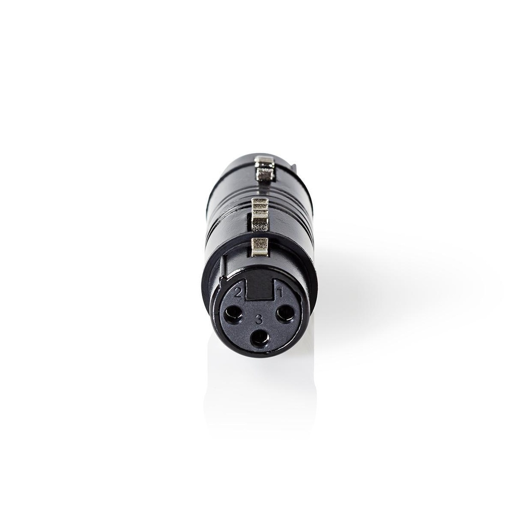 Adaptateur XLR | XLR 3-Pin Femelle | XLR 3-Pin Femelle | Plaqué nickel | Droit | Métal | Noir | 1 pièces | Sac en Plastique