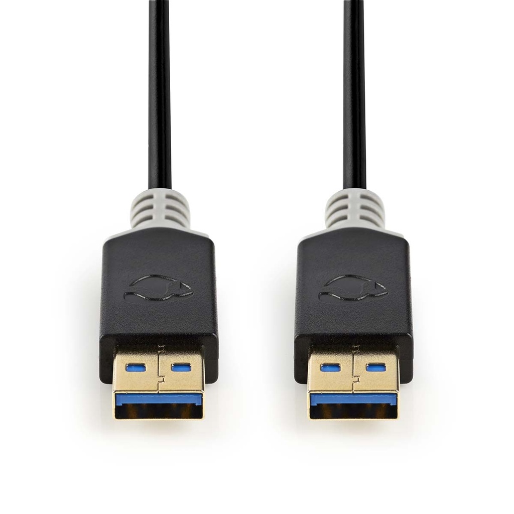 Câble USB 3.2 Gen 1 USB-A Mâle USB-A Mâle 5 Gbps Plaqué or 2.00 m Rond PVC Anthracite Boîte