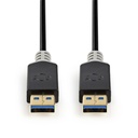 Câble USB 3.2 Gen 1 USB-A Mâle USB-A Mâle 5 Gbps Plaqué or 2.00 m Rond PVC Anthracite Boîte