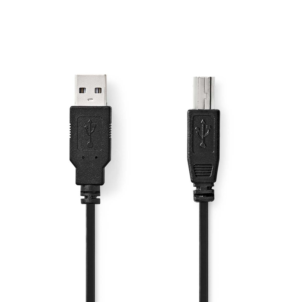 Câble USB | USB 2.0 | USB-A Mâle | USB-B Mâle | 10 W | 480 Mbps | Plaqué nickel | 3.00 m | Rond | PVC | Noir | Label