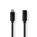 Câble USB | USB 3.2 Gen 1 | USB-C Mâle | USB-C Femelle | 60 W | 4K@60Hz | 5 Gbps | Plaqué nickel | 1.00 m | Rond | PVC | Noir | Label