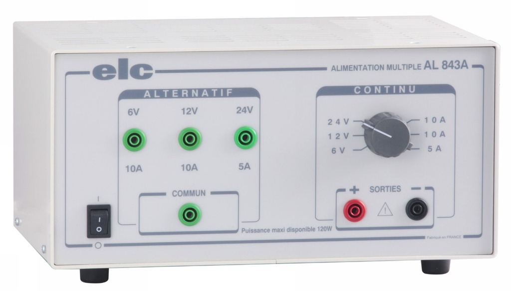 Alimentation stabilisée 6V ou 12V 10A et 24V 5A cc ca disponibles simultanément