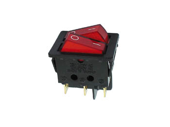 INTERRUPTEUR DE PUISSANCE A BASCULE 10A-250V DPST ON-OFF - AVEC TEMOIN NEON ROUGE
