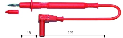 c.PT d4+f.sécu coudée IEC d4 PVC1.00mm² Lg 100 cm rouge