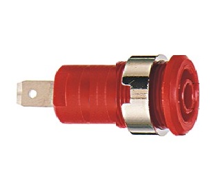 douille sécu rac.faston 6.35 V.industrie rouge