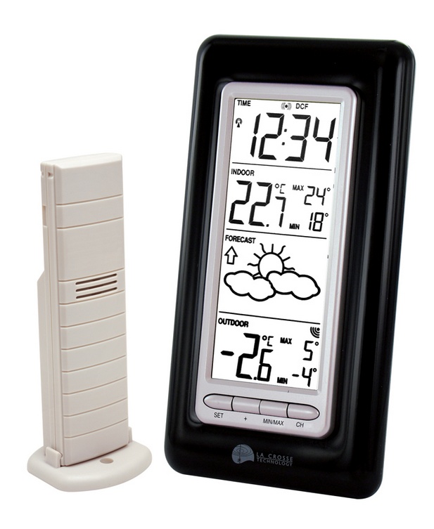 HEURE ET DATE RADIO PILOTEES  TEMPERATURES INTERIEURES / EXTERIEURES - PREVISIONS METEO PAR ICÔNE    