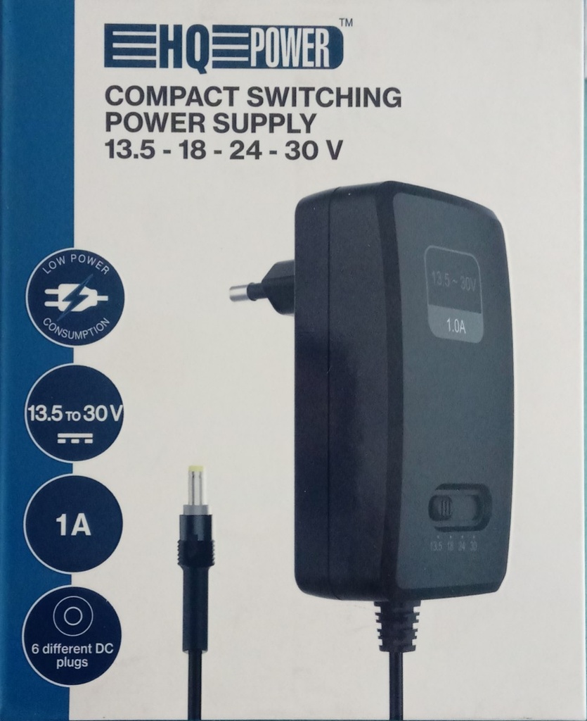 ALIMENTATION COMPACTE À DÉCOUPAGE AVEC SORTIE RÉGLABLE -  13.5 À 30 VCC - 30 W - 1 A max.