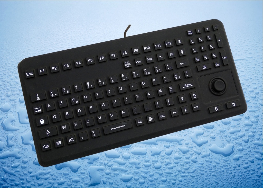 Clavier lavable 104 touches noir étanche IP68 avec mouse button usb 