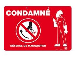 Pancarte pour condamnation douvrages électriques. "Défense de manuvrer". Matière : Plastique. Dimensions : 300x200mm. 2 trous de fixation diamètre 6 mm en partie supérieure.
