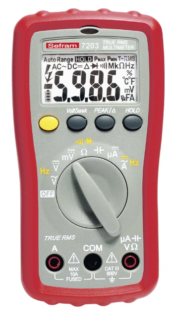 Multimètre numérique portable 6000 pts de mesure. TRMS AC. Mesure de tensions AC/DC, courant AC/DC,résistance,capacimètre, fréqu