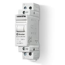 Télérupteur modulaire interrupteur unipolaire 1NO 16A 12V DC, bouton test et indicateur mécanique, matériau des contacts AgSnO2