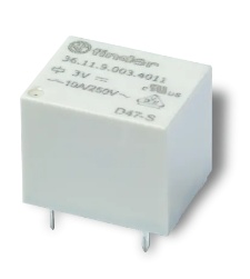 Relais cube circuit imprimé 1RT 10A 24V DC, lavable, matériau des contacts AgSnO2