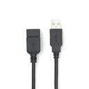 Câble USB 2.0 USB-A Mâle USB-A Femelle 480 Mbps Plaqué nickel 3.00 m Rond PVC Noir Label
