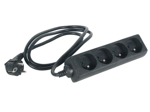BLOC MULTIPRISE, 4 PRISES - CÂBLE DE 1.5 m - NOIR - TERRE FRANÇAISE