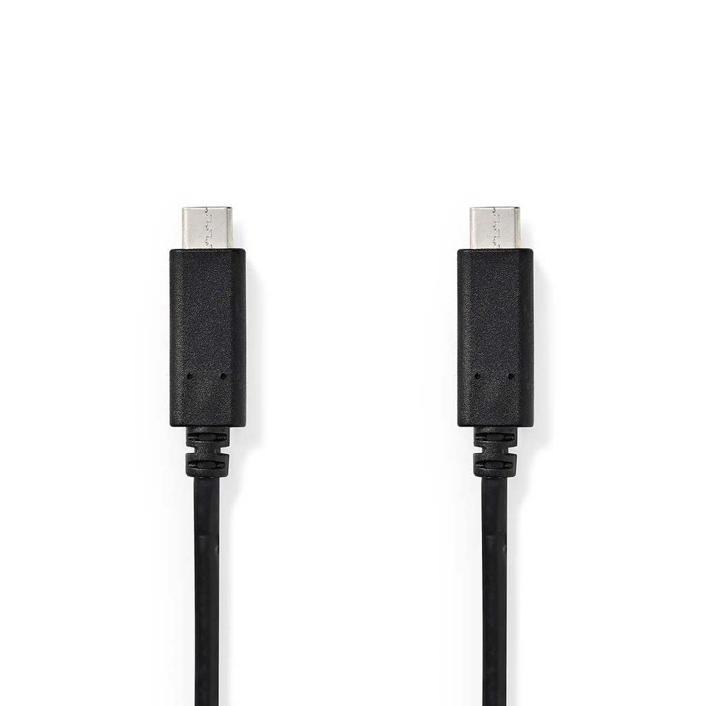Câble USB USB 3.2 Gen 1 USB-C Mâle USB-C Mâle 60 W 4K@60Hz 5 Gbps Plaqué nickel 2.00 m Rond PVC Noir Boîte