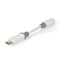 Adaptateur USB-C | USB 2.0 | USB-C Mâle | 3.5 mm Femelle | 0.10 m | Rond | Plaqué or | PVC | Blanc | Boîte