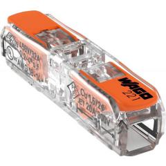 BORNE WAGO 221 INLINE 2X4MM2  A LEVIERS SOUPLE ET RIGIDE