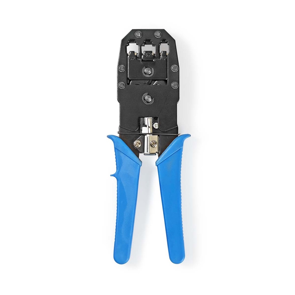 Pince à Sertir | CAT5 / CAT5e / CAT6 / CAT6a / RJ10 / RJ11 / RJ45 | Coupe / Décapage / Pince | ABS / Acier | Bleu