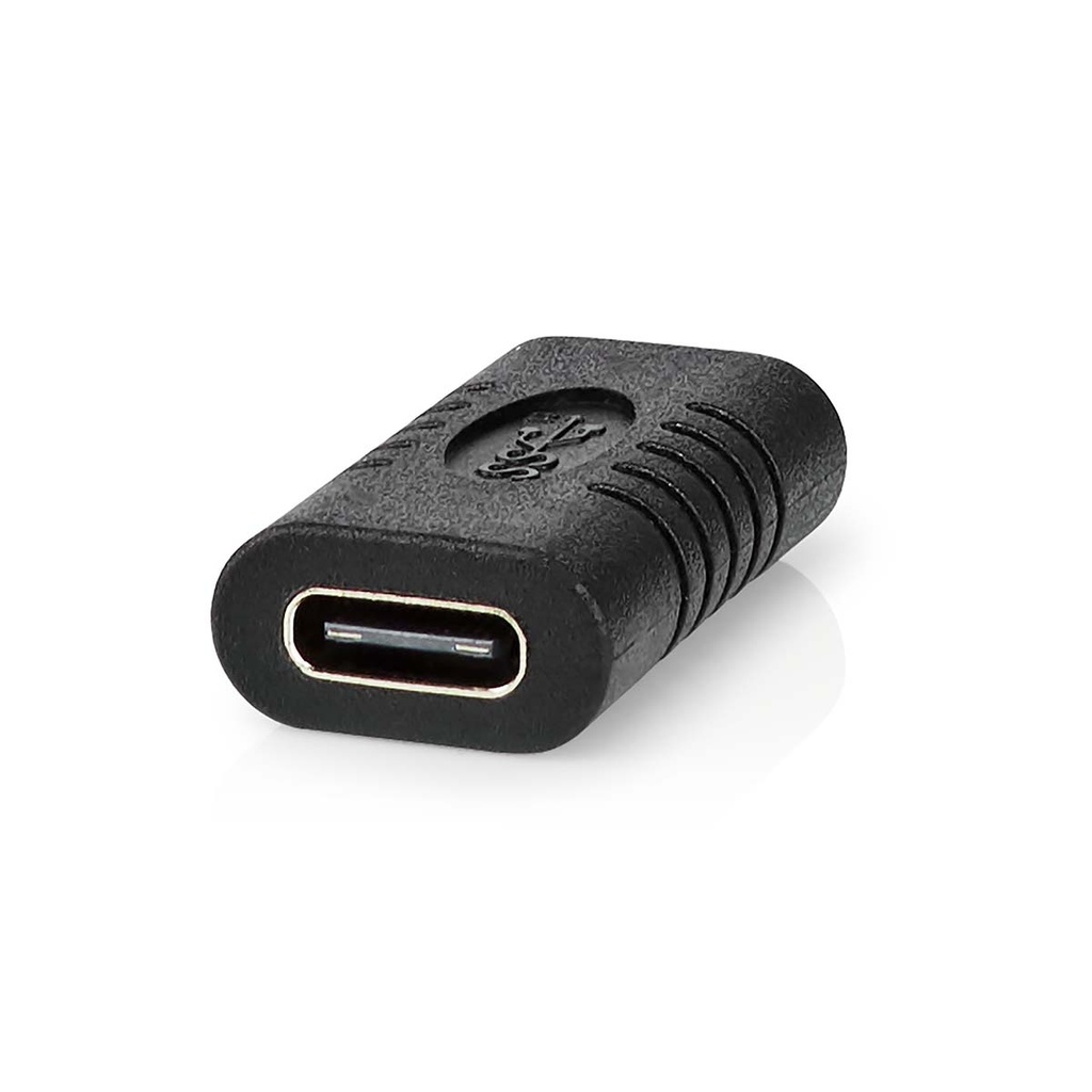 Adaptateur USB-C | USB 3.2 Gen 2 | USB-C Femelle | USB-C Femelle | 4K@60Hz | 10 Gbps | Rond | Plaqué nickel | Noir | Envelopp