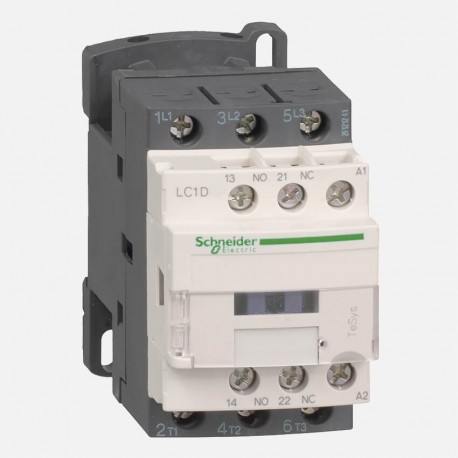 TeSys - contacteur D - 3P - 3F - contacts auxiliaires 1F+1O - bobine 230VCA 50/60 Hz - sans antiparasite - AC-1 | AC-3 | AC-4 - 18A (<= 60°C) à <= 440VCA AC-3 | 32A (<= 60°C) à <= 440VCA AC-1 - bornes vis-étrier