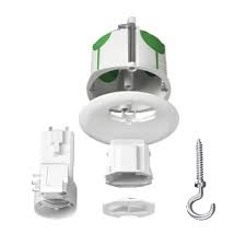 Multifix Air DCL - boîte de centre avec couv non affleur connect douille piton - E27 - livré avec prise d'éclairage avec douille E27, crochet, couvercle dépassant, prise DCL IPX4, fiche DCL 2P+T 6A/250 VAC, dispositif d'accrochage prémonté