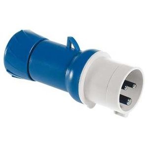 Mureva - fiche industrielle - basse tension - droit - 16A - 2P+T - 200...250 V - 50/60 Hz - IEC 60309-1 et 2 - vis imperdables - Diam. câbles : 8 à 15mm - IP44 - IK08 - 850°C - gris ( RAL 7035 ) - bleu