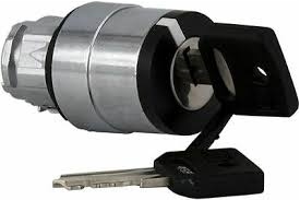 Harmony XB4 - tête de bouton tournant - à clé n°455 - noir - Ø22 - collerette dépassante - métal chromé - 3 positions - fixes - 