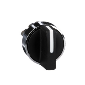 Harmony XB4 - tête de bouton tournant - à manette - noir - Ø22 - collerette dépassante - métal chromé - 3 positions - rappel de droite au centre - fixation Ø22