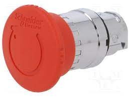 Harmony XB4 - tête bouton arrêt d'urgence - pousser tourner - rouge - Ø40 - collerette dépassante - métal chromé - fixation Ø22