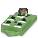 Répartiteur pour capteurs/actionneurs, avec LED, avec raccord enfichable M23 et prises doubles