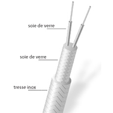CABLE D'EXTENSION THERMOCOUPLE J -JX CLASSE 1 - CABLE ROND SECTION 2 X0.22M² (VENDU AU METRE)
