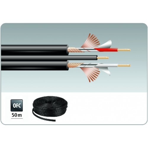 CABLE 2C DBL PLAT NOIR+COMMANDE 50M