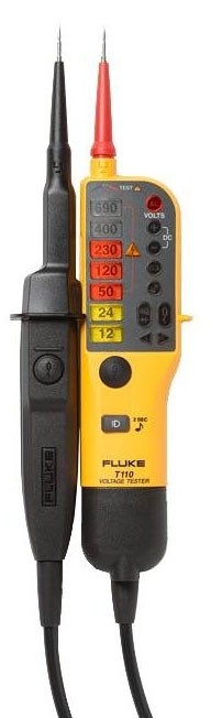 Testeur de tension 2 pôles et continuité à affichage LED, VAT selon EN61243-3, test DDR 30mA, repérage de phase, rotophase, polarité DC